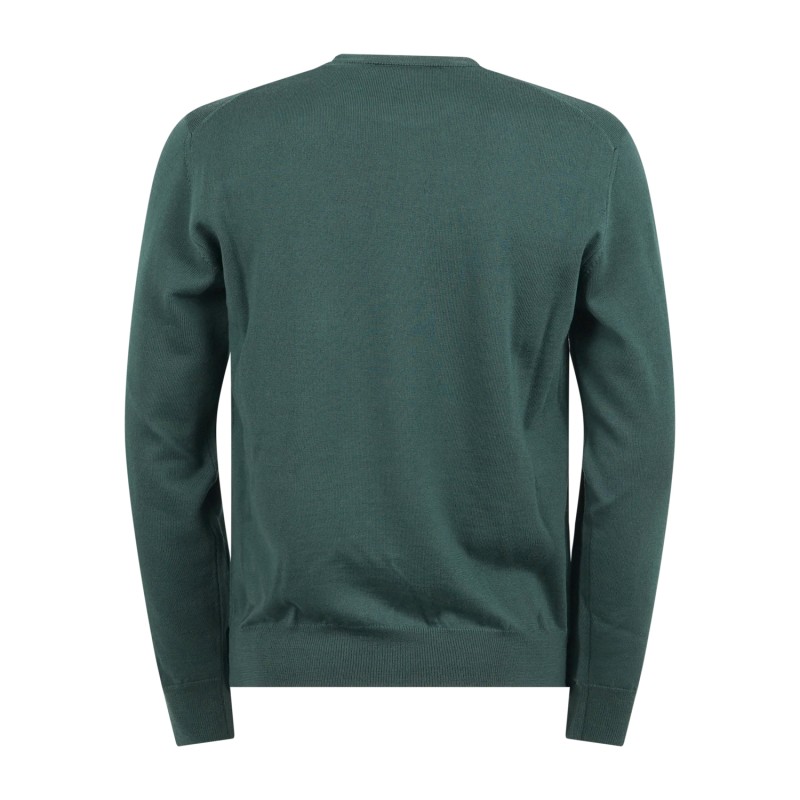 +39 Masq - Maglione girocollo verde lana merino extrafine per uomo | m5625-5000