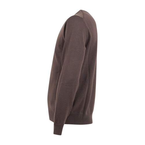 +39 Masq - Maglione girocollo marrone lana merino extrafine per uomo | 2