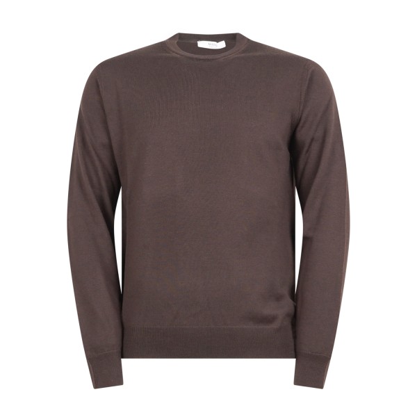 +39 Masq - Maglione girocollo marrone lana merino extrafine per uomo |