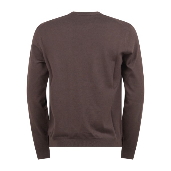 +39 Masq - Maglione girocollo marrone lana merino extrafine per uomo |