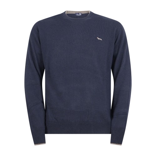 Harmont & Blaine - Maglione girocollo blu in lana e cashmere per uomo |