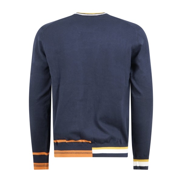 Harmont & Blaine - Maglione girocollo blu in cotone e lana con righe per uomo |