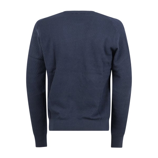 Harmont & Blaine - Maglione girocollo blu in cotone e lana con lavorazione per