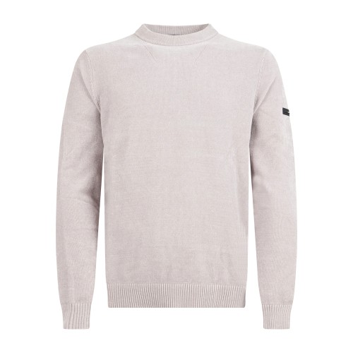 Unity - Maglione beige girocollo in ciniglia con filati tecnici per uomo |