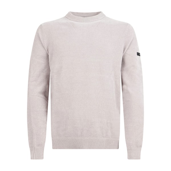 Unity - Maglione beige girocollo in ciniglia con filati tecnici per uomo |