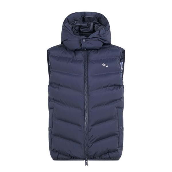 Harmont & Blaine - Gilet blu in nylon stretch con cappuccio per uomo |