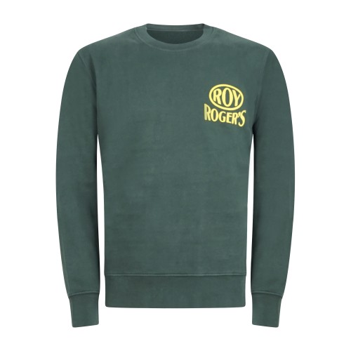 Roy Roger's - Felpa verde girocollo con stampa logo sul petto per uomo |