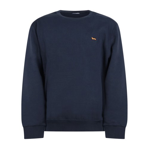 Harmont & Blaine - Felpa girocollo blu con logo ricamato in contrasto per uomo