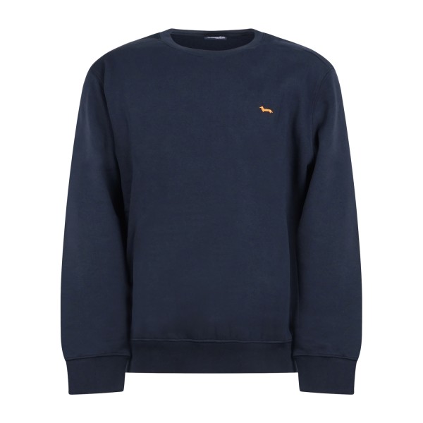 Harmont & Blaine - Felpa girocollo blu con logo ricamato in contrasto per uomo