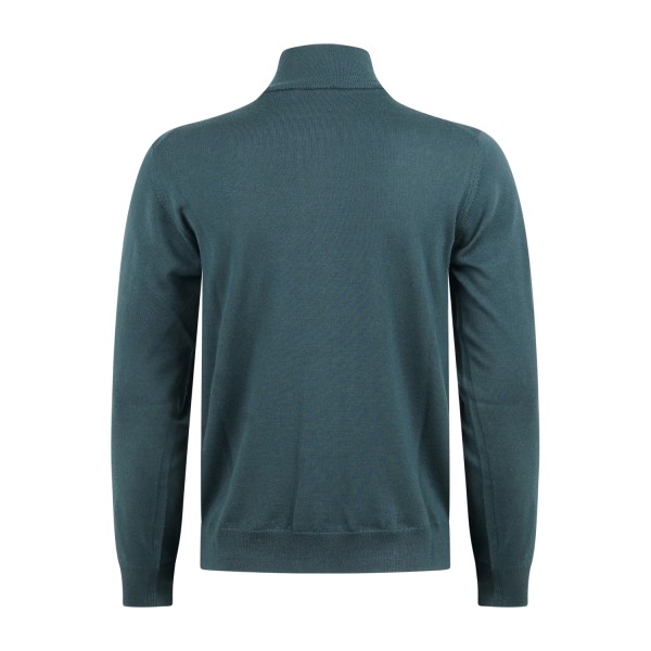 +39 Masq - Cardigan verde con collo lupetto e bottoni in lana merino extrafine