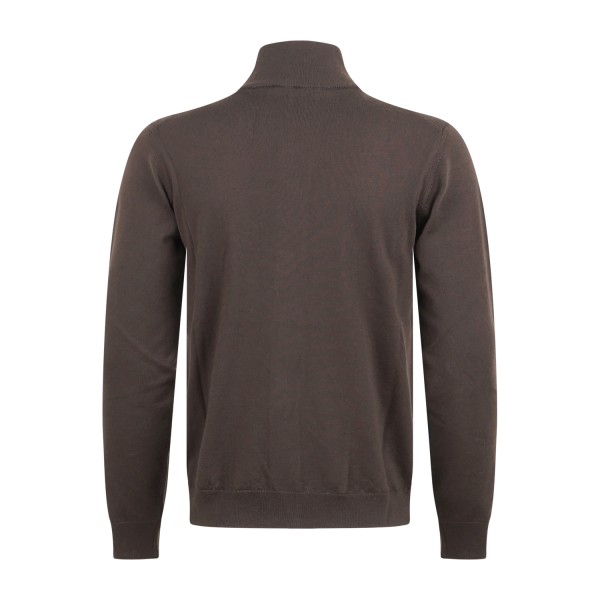 +39 Masq - Cardigan marrone con collo lupetto e bottoni in lana merino