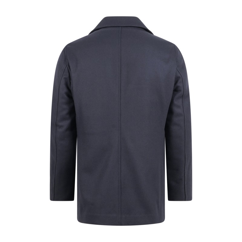 Sartoria Latorre - Cappotto corto blu doppiopetto in lana e cashmere per uomo |