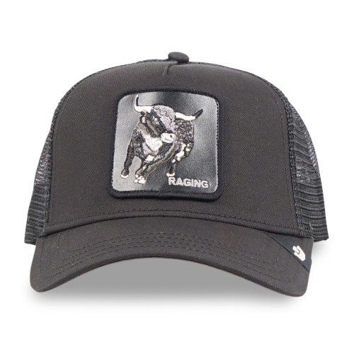 Goorin Bros. - Cappello nero con visiera e retro in retina con patch toro per