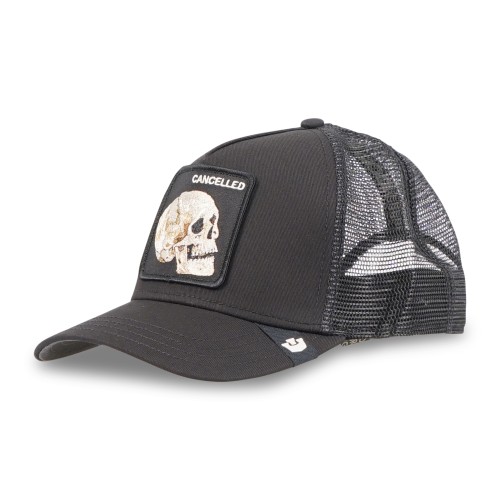 Goorin Bros. - Cappello nero con visiera e retro in retina con patch teschio 2