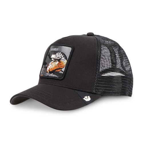 Goorin Bros. - Cappello nero con visiera e retro in retina con patch serpente 2