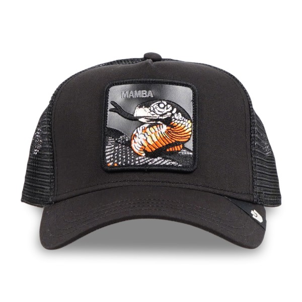 Goorin Bros. - Cappello nero con visiera e retro in retina con patch serpente