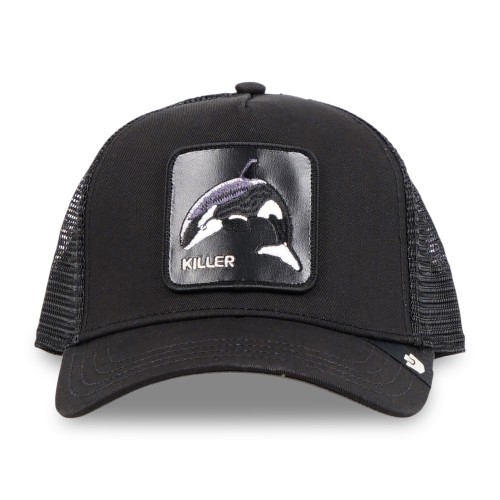 Goorin Bros. - Cappello nero con visiera e retro in retina con patch orca per
