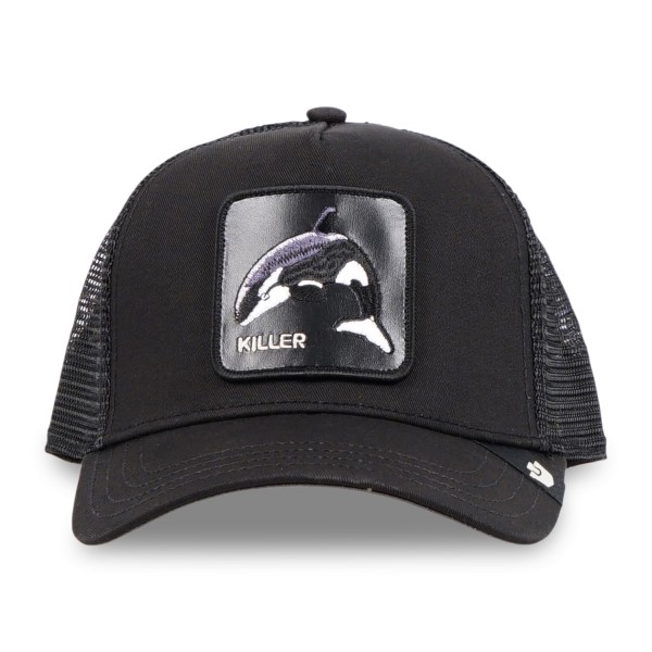 Goorin Bros. - Cappello nero con visiera e retro in retina con patch orca per