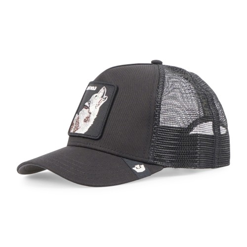 Goorin Bros. - Cappello nero con visiera e retro in retina con patch lupo per 2