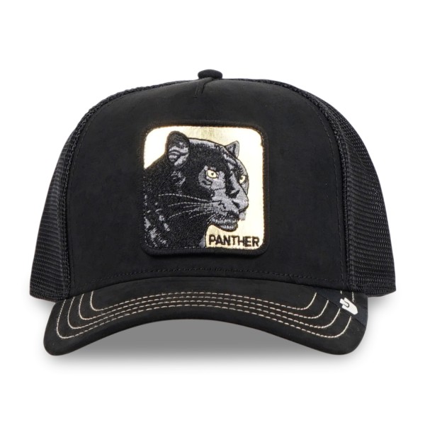 Goorin Bros. - Cappello nero con visiera e retro in retina con patch dorata