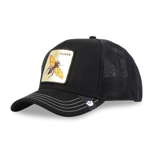 Goorin Bros. - Cappello nero con visiera e retro in retina con patch dorata 2