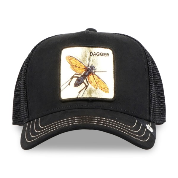 Goorin Bros. - Cappello nero con visiera e retro in retina con patch dorata