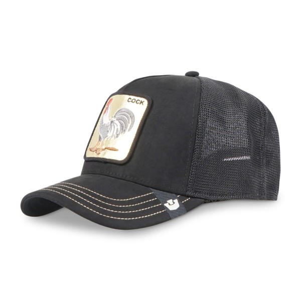 Goorin Bros. - Cappello nero con visiera e retro in retina con patch dorata