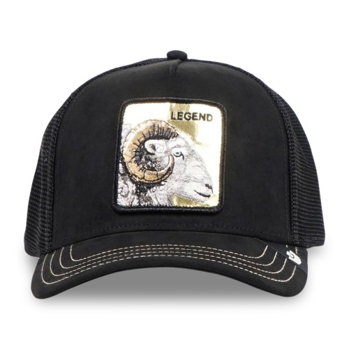 Goorin Bros. - Cappello nero con visiera e retro in retina con patch dorata