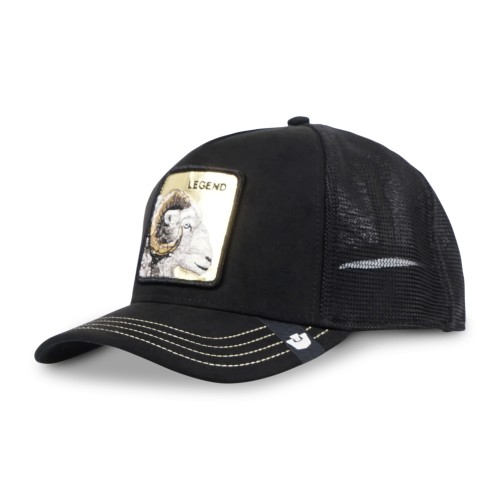 Goorin Bros. - Cappello nero con visiera e retro in retina con patch dorata 2