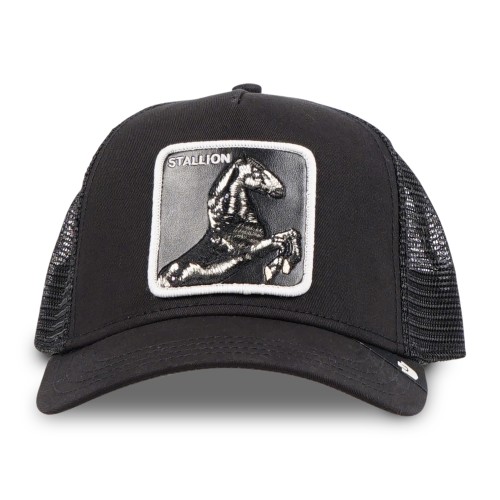 Goorin Bros. - Cappello nero con visiera e retro in retina con patch cavallo