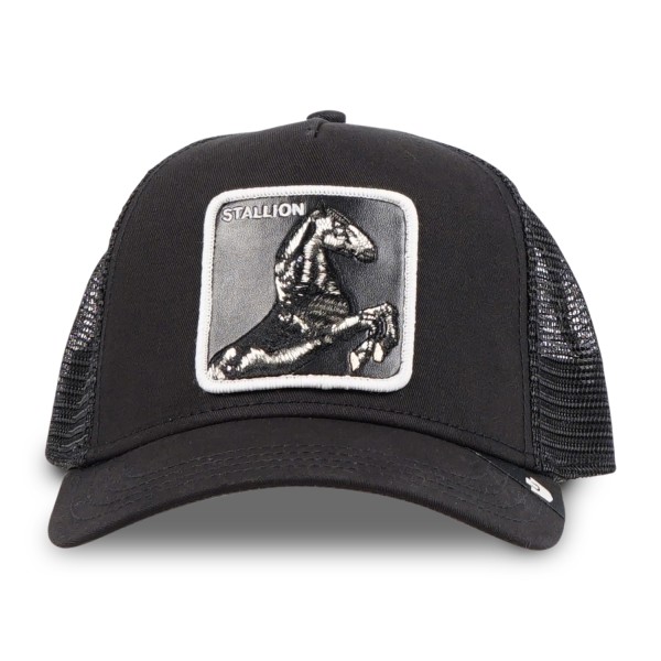 Goorin Bros. - Cappello nero con visiera e retro in retina con patch cavallo