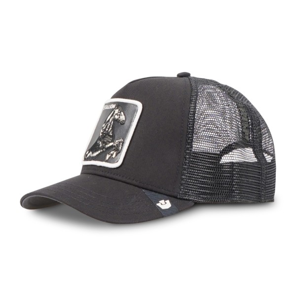 Goorin Bros. - Cappello nero con visiera e retro in retina con patch cavallo