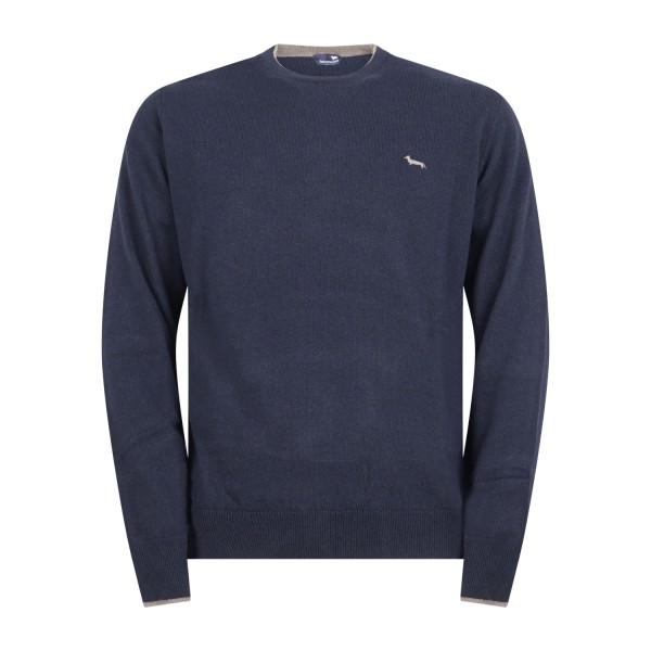 Harmont & Blaine - Maglione girocollo blu in lana e cashmere per uomo |