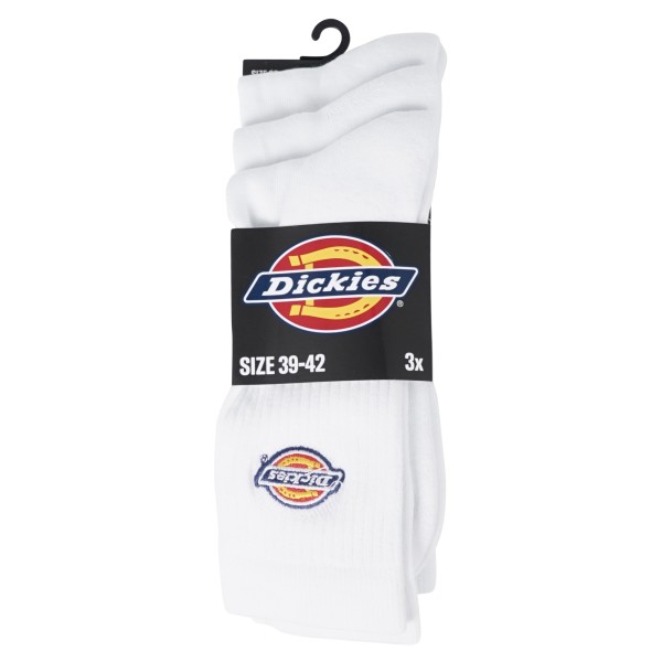 Dickies - Set di 3 paia di calze bianchi con logo ricamato per uomo |