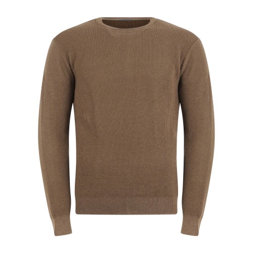 Luca Bertelli - Maglione marrone girocollo con lavorazione a nido d'ape per