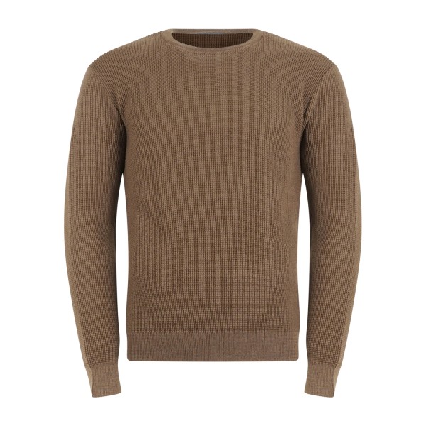 Luca Bertelli - Maglione marrone girocollo con lavorazione a nido d'ape per