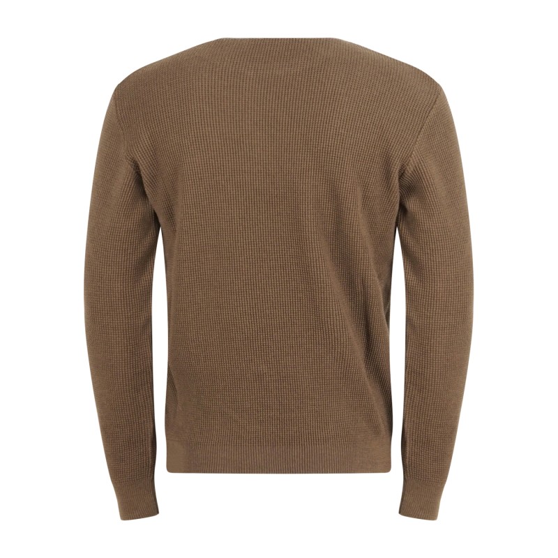 Luca Bertelli - Maglione marrone girocollo con lavorazione a nido d'ape per