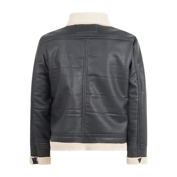 Officina36 - Giubbotto nero in ecopelle con pelliccia sintetica per uomo |