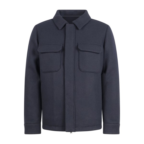 AT.P.CO - Giubbotto blu Ivan in lana spigata per uomo | 313ivanl097 799blu