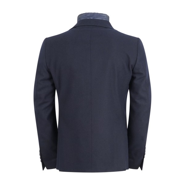 Alessandro Gilles - Giacca blu monopetto in lana con pettorina staccabile ed