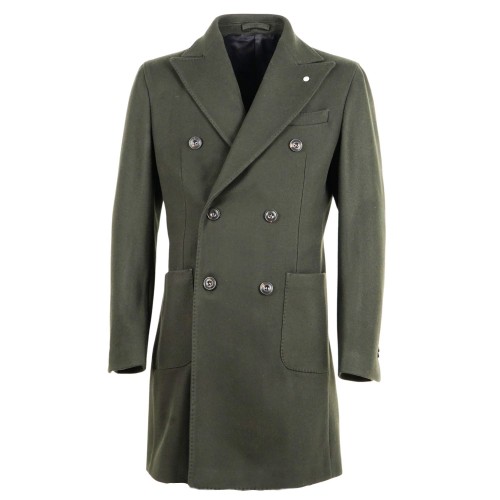 L.B.M. 1911 - Cappotto verde doppiopetto in lana e cashmere per uomo | m7487