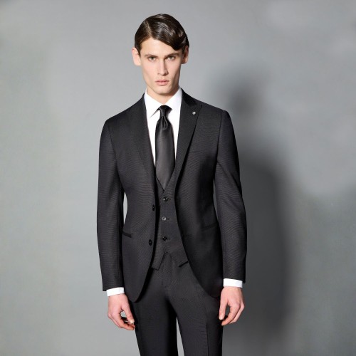 Luigi Bianchi Mantova Flirt - Abito smoking monopetto nero con rever a lancia