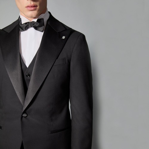 Luigi Bianchi Mantova Flirt - Abito smoking monopetto nero con rever a lancia 2