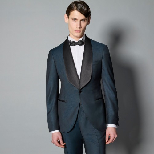 Luigi Bianchi Mantova Flirt - Abito smoking monopetto verde con rever sciallato