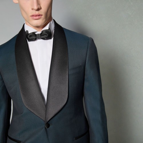 Luigi Bianchi Mantova Flirt - Abito smoking monopetto verde con rever sciallato 2