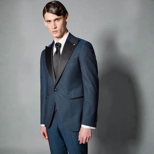 Luigi Bianchi Mantova Flirt - Abito smoking monopetto verde con rever a lancia