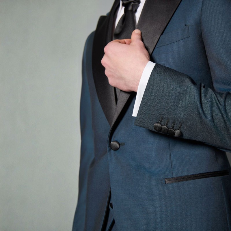 Luigi Bianchi Mantova Flirt - Abito smoking monopetto verde con rever a lancia