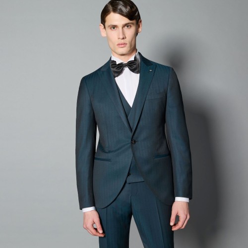 Luigi Bianchi Mantova Flirt - Abito classico monopetto verde con rever a lancia