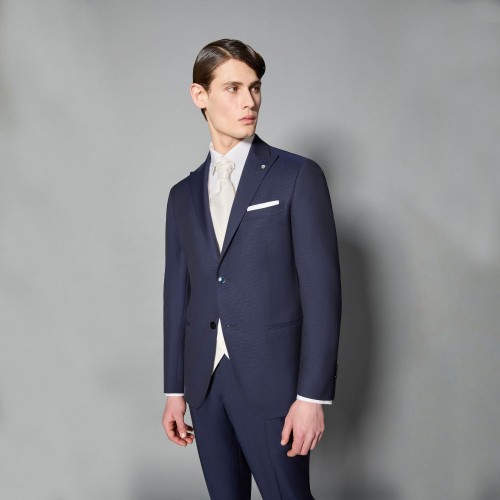 Luigi Bianchi Mantova Flirt - Abito classico monopetto blu con rever a lancia