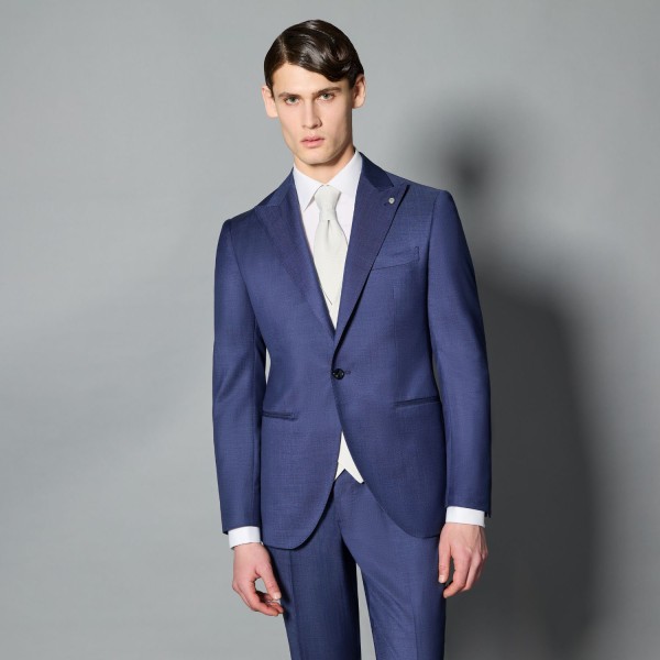 Luigi Bianchi Mantova Flirt - Abito Classico monopetto blu con rever a lancia